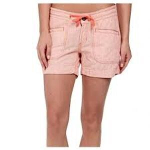 The North Face Women's Size 10 Striped Linen Blend Shorts Orange White Chino